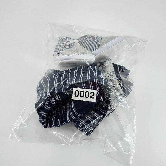 Striped Navy and Gray Hoodie And Pants With Grey Onesi Shirt And A Pair Of Shoes - Picture 7 of 7